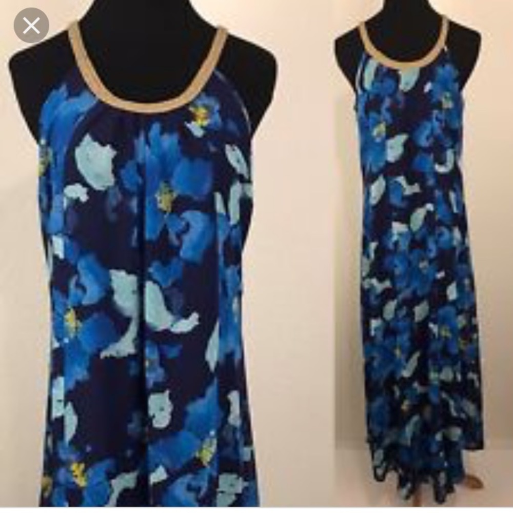 💜 Charming Charlie Blue Floral Maxi Dress Medium